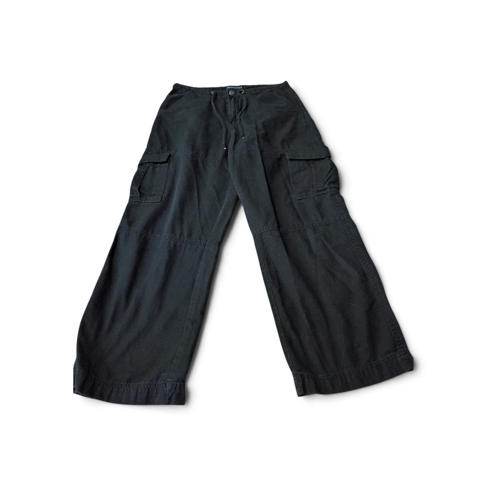 Aeropostale Black Wide Leg Cargo Pants Drawstring Utility Y2K Skater Trouser